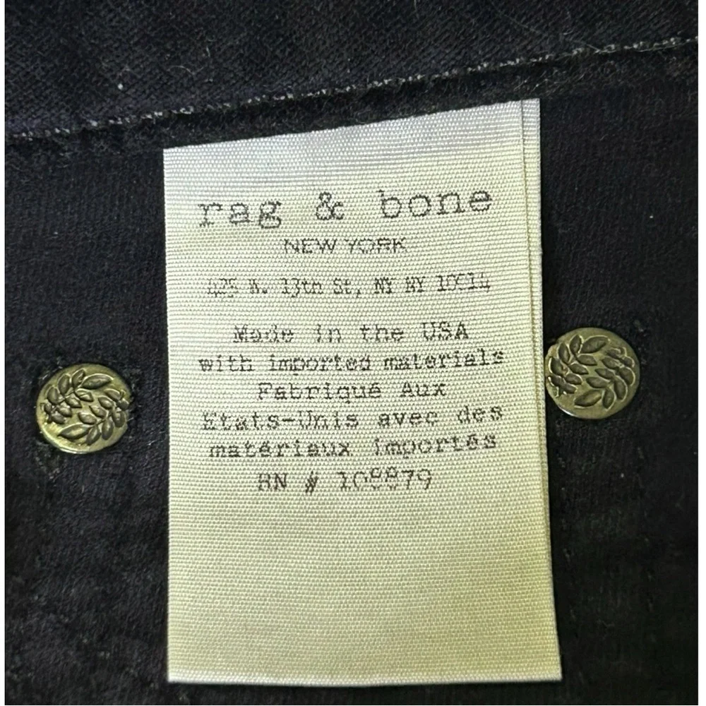 Rag And Bone Black Velvet Skinny Stretch Jeans Zipper Size 24 - Picture 7 of 14
